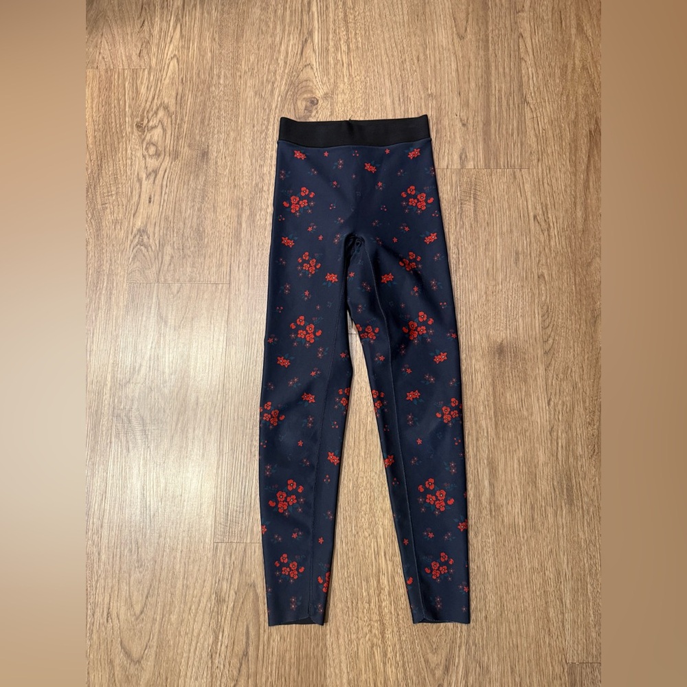 Ultracor Ultra High Waist Leggings XS Floral Plaid Blue Whimsical Compression - Picture 2 of 5
